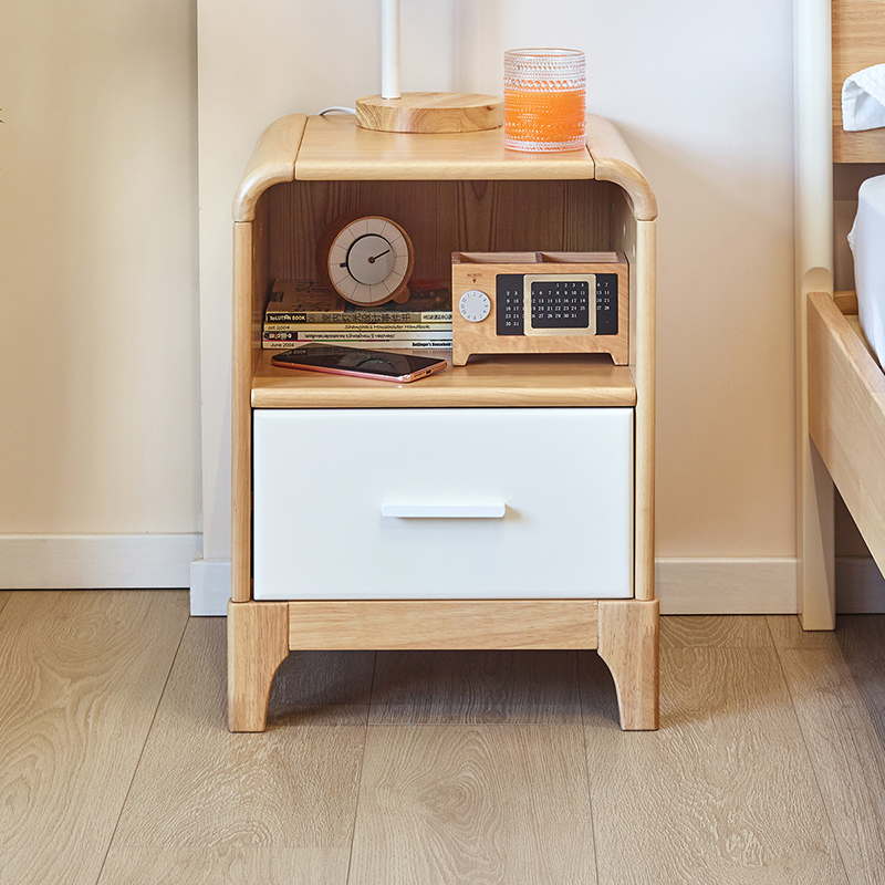 喜梦宝现代简约床头柜百搭边柜对白系列