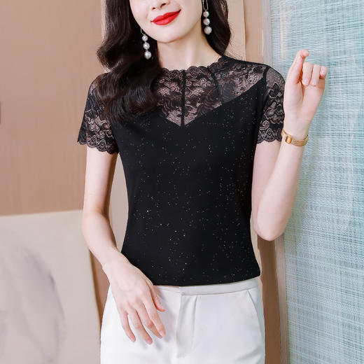 夏季新款，时尚蕾丝小衫套头洋气打底T恤上衣KQL-654T9530 商品图7