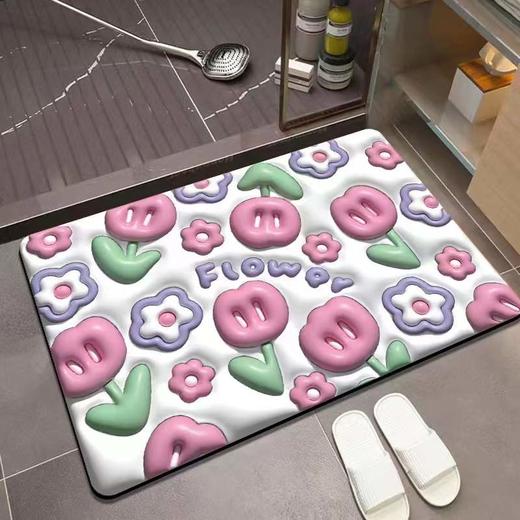 3D立体膨胀趣味地垫 硅藻泥吸水垫卫生间吸收厕所门口地毯防滑脚垫 商品图2