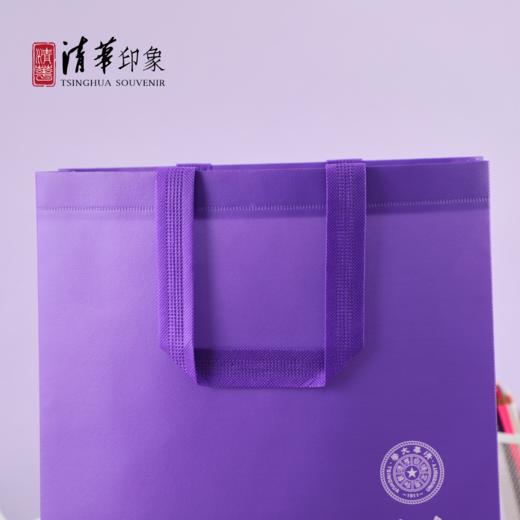 清华文创紫色竖版无纺布购物袋 商品图3