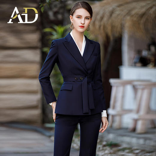 AD高级感女总裁西装套装气质藏青色工装商务律师职业装西服套裤 商品图3