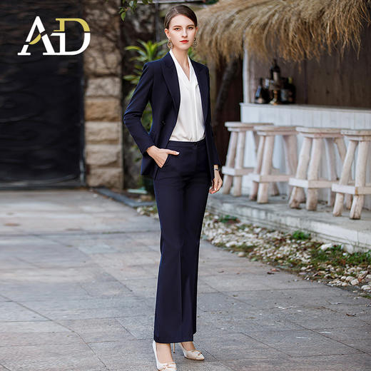 AD高级感女总裁西装套装气质藏青色工装商务律师职业装西服套裤 商品图1