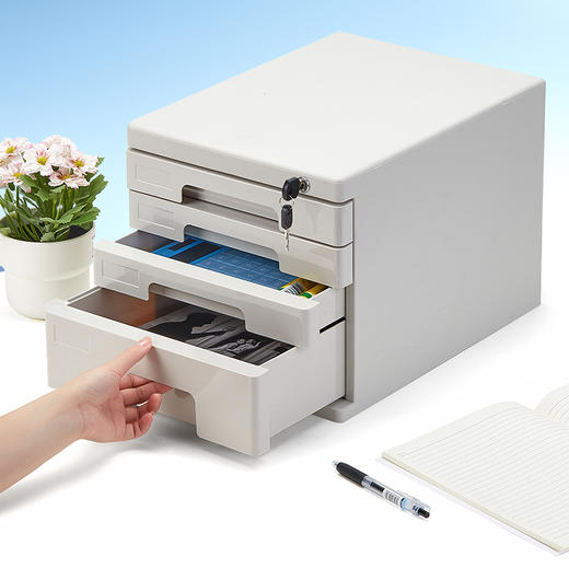 齐心 B2251 塑胶文件柜(四层带锁) 商品图3