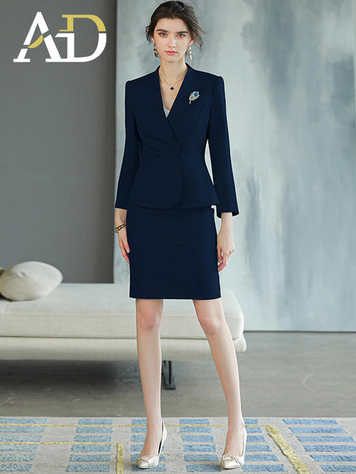 AD西装工作服女职业气质套装高端美容院前台工装商务接待工装套裙 商品图3