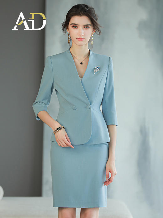 AD西装工作服女职业气质套装高端美容院前台工装商务接待工装套裙 商品图0