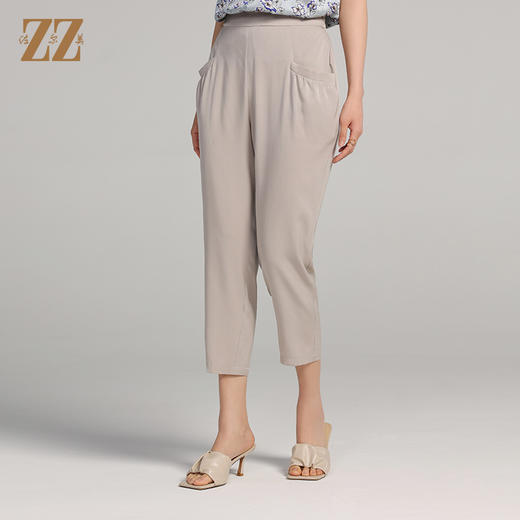 佐尔美夏季新款 时尚桑蚕丝真丝直插袋长裤女E22KS71 商品图2