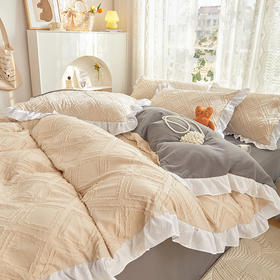 【床上用品】ins韩式剪花水洗棉床上四件套春秋公主风床单被套床笠三件套