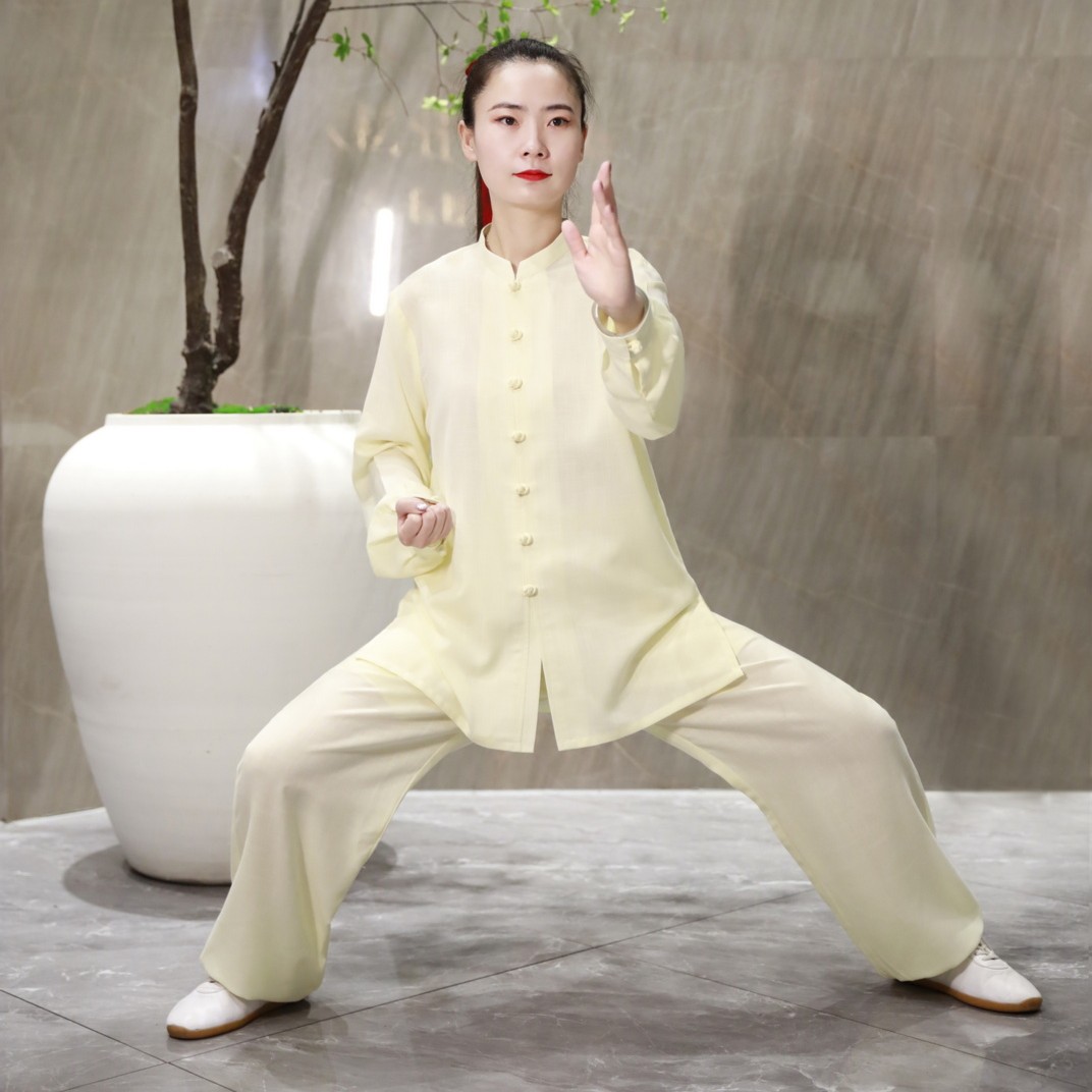 大拳师棉麻太极拳练功服米黄色太极服