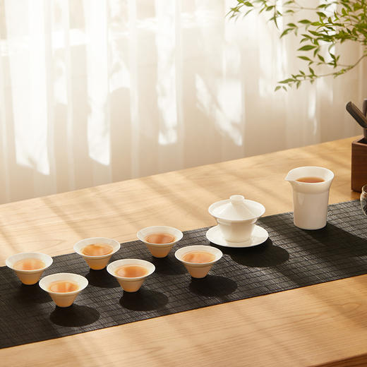 鸣盏 羊脂玉瓷茶具八件套家用功夫茶具MZ8010[福利品] 商品图1