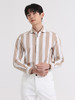callisto玛奇棕白条纹全棉法式领衬衫 SSSTL075Y 商品缩略图0