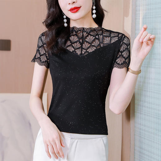 夏季新款，时尚蕾丝小衫套头洋气打底T恤上衣KQL-654T9530 商品图0