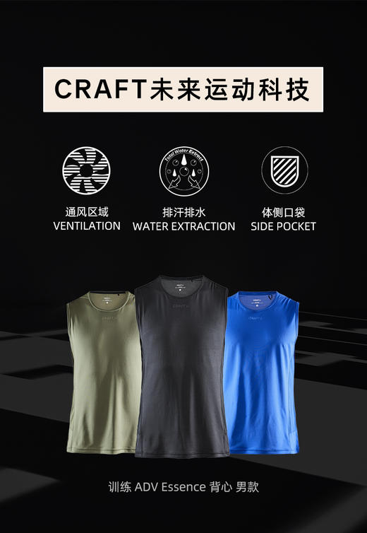 23新款 瑞典Craft训练 Adv Essence 背心带拉链口袋 商品图0