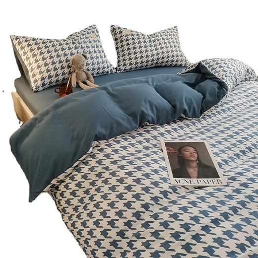 【床上用品】简约格子水洗棉床上四件套无印风学生宿舍床单被套 商品图3