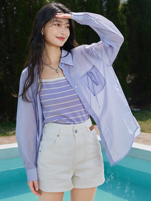 【专属特价】熙世界防晒衬衫女长袖夏季薄款设计感户外遮阳开衫上衣2025年新款 商品图5