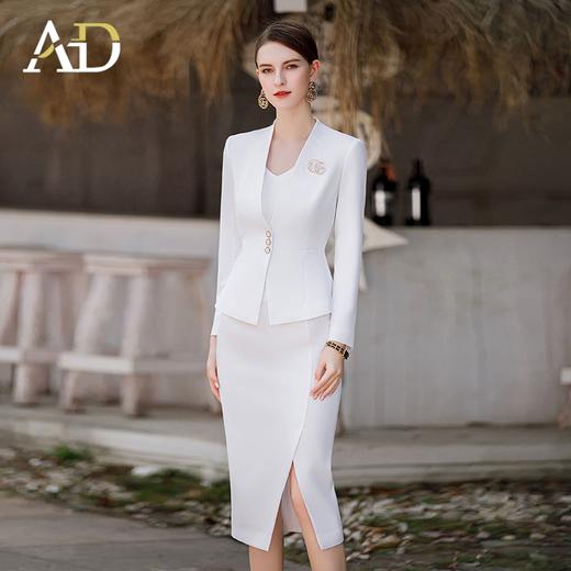AD高端职场女装2023新款白色西装套装女士职业装两件套工作服正装 商品图3