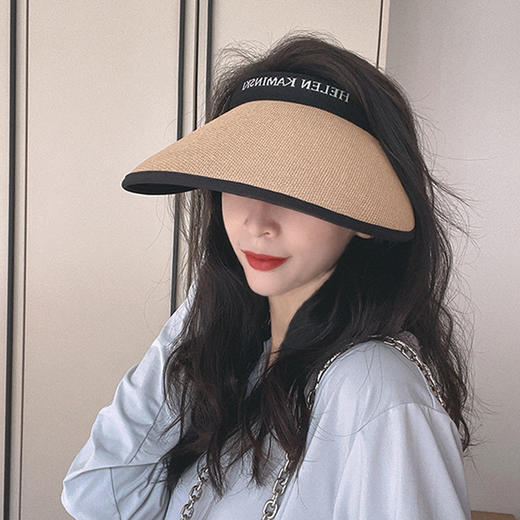 【轻盈防晒】小香黑胶uv防晒空顶帽  拉菲草编 加大帽檐  升级内里黑胶uv 全脸防晒 商品图4