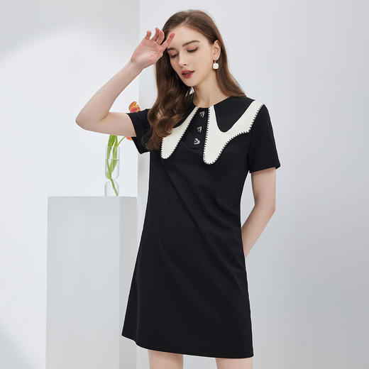 NF897斯尔丽瑟俪2023春夏新款法式优雅异形设计大领子减龄时尚连衣裙 商品图2