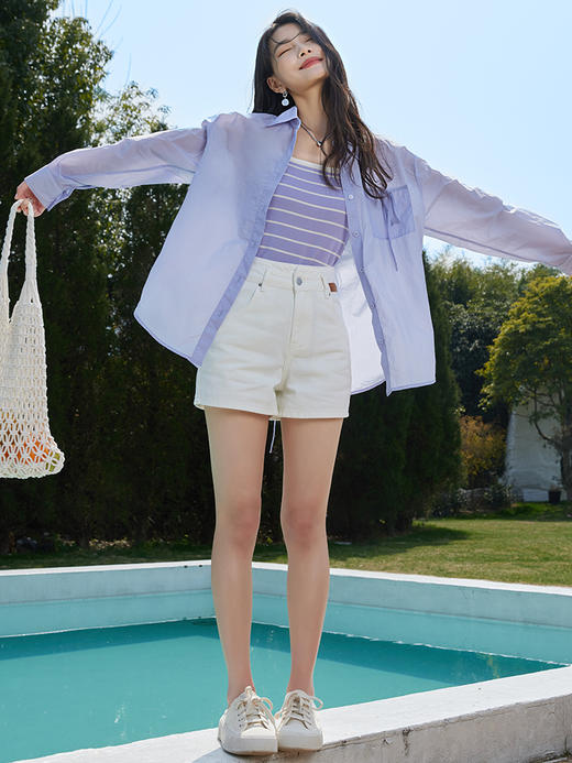 【专属特价】熙世界防晒衬衫女长袖夏季薄款设计感户外遮阳开衫上衣2025年新款 商品图6