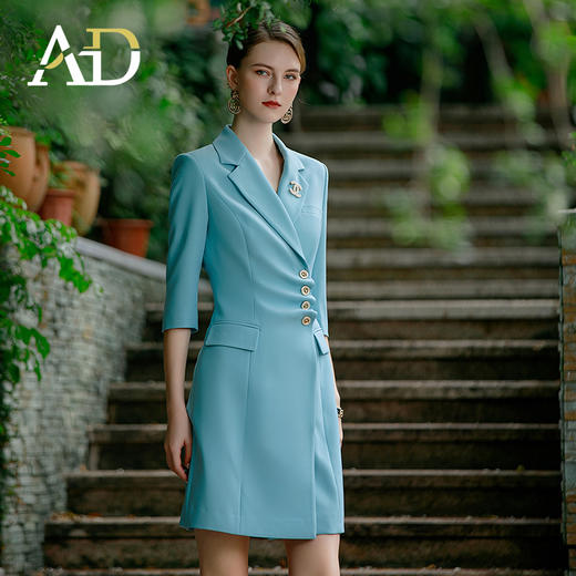 AD春夏浅色职业装连衣裙女播音艺考主持人正装套装气质女神范裙子 商品图1