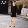 AD赫本风法式小香风连衣裙女春季黑色显瘦方领西服裙子通勤正装 商品缩略图1