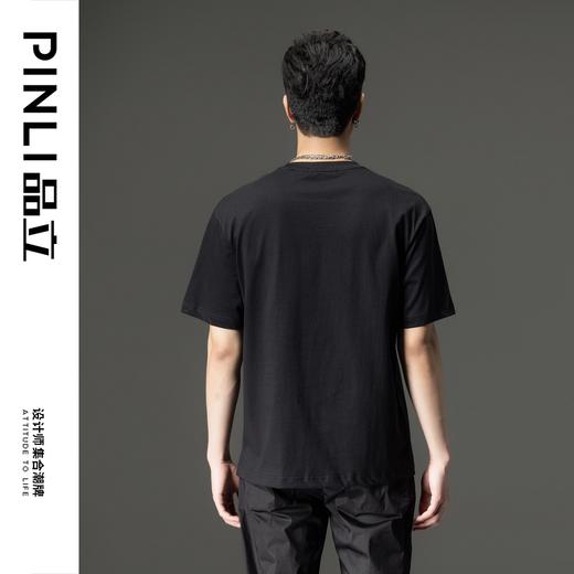 PINLI品立夏季新款男士纯棉烫钻T恤休闲短袖体恤BG231111068 商品图4