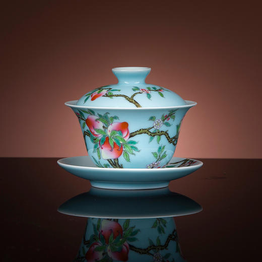 天青粉彩福寿双全10头茶具 商品图1