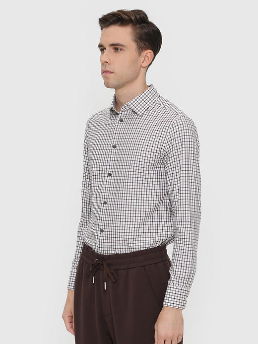 callisto咖啡莫代尔混纺棋盘格长衬 FRSTL059C 商品图1