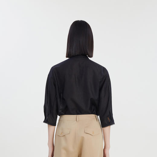 谜底2023夏季新款通勤风绣花衬衫七分袖女宽松时尚百搭232MC0552 商品图2