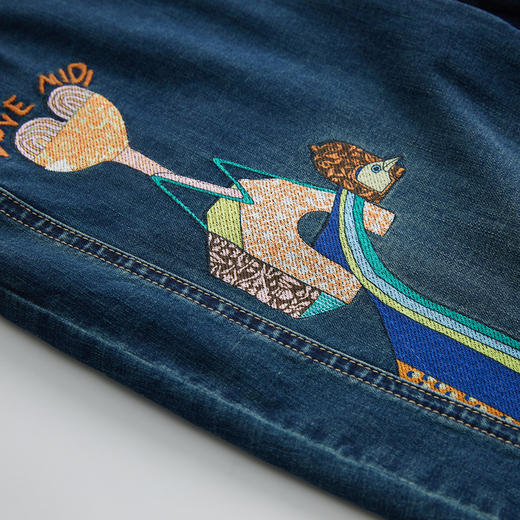 谜底2023夏季新款复古绣花牛仔裤百搭紧身铅笔九分裤女232MK0531 商品图3