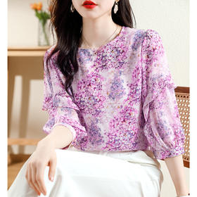 KQL E213N806碎花洋气百搭印花雪纺衫