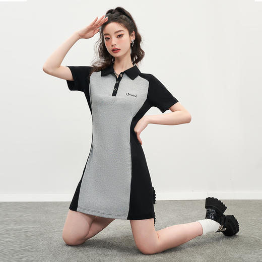 西遇学院风连衣裙女夏季新款POLO领收腰显瘦气质修身短裙10930660 商品图2
