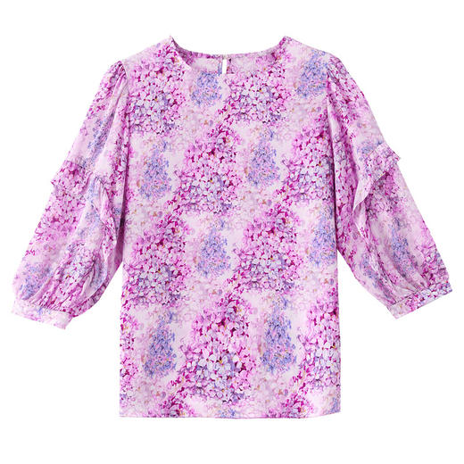 KQL E213N806碎花洋气百搭印花雪纺衫 商品图4