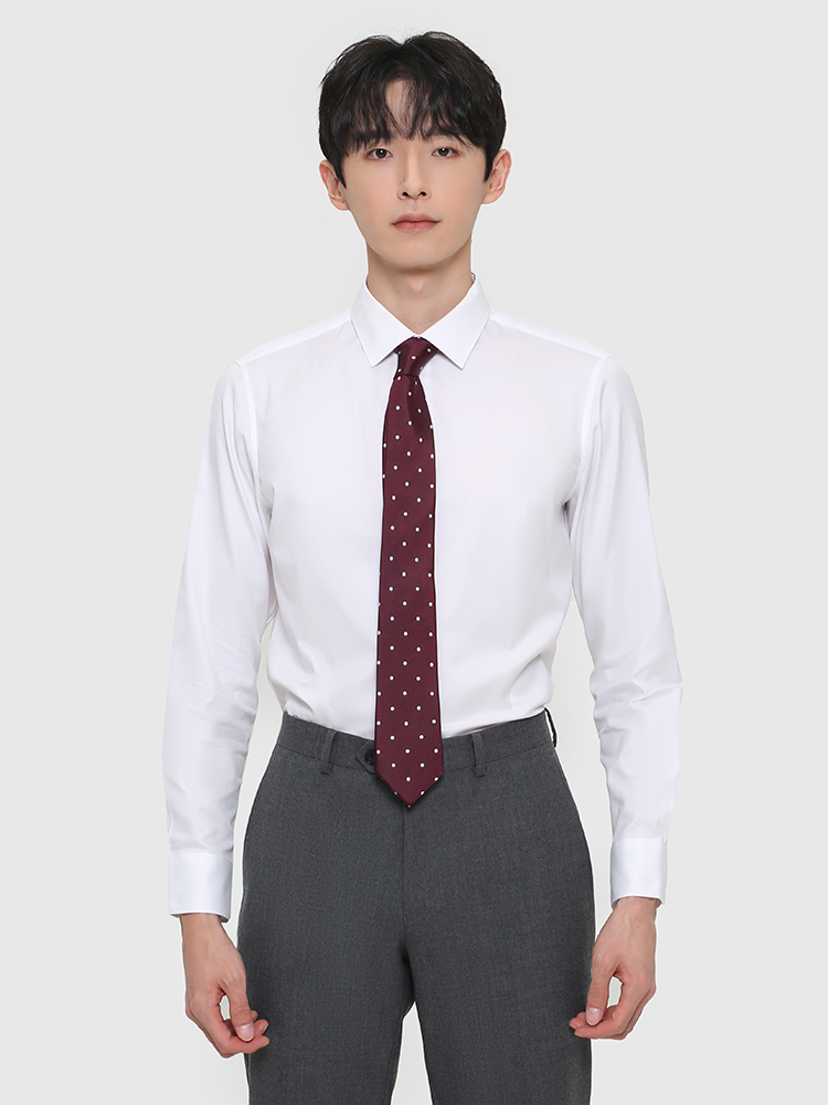 callisto白色全棉意式领衬衫  SRSTL001C