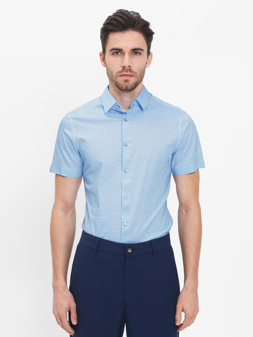 callisto蓝色维希格弹棉混纺意式领衬衫 SRSTS045C 商品图0