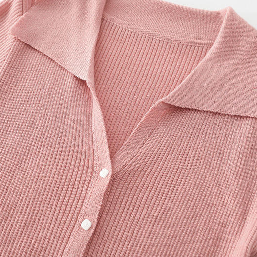 翻领针织开衫，春季新款小衫polo领气质慵懒时尚小众上衣SR-16446 商品图1