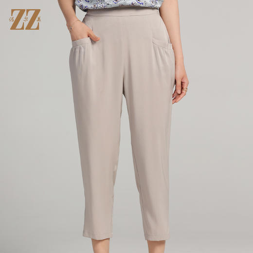 佐尔美夏季新款 时尚桑蚕丝真丝直插袋长裤女E22KS71 商品图1