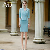 AD法式连衣裙女假两件高级设计感职业装工作服套装裙子美容院服装 商品缩略图2