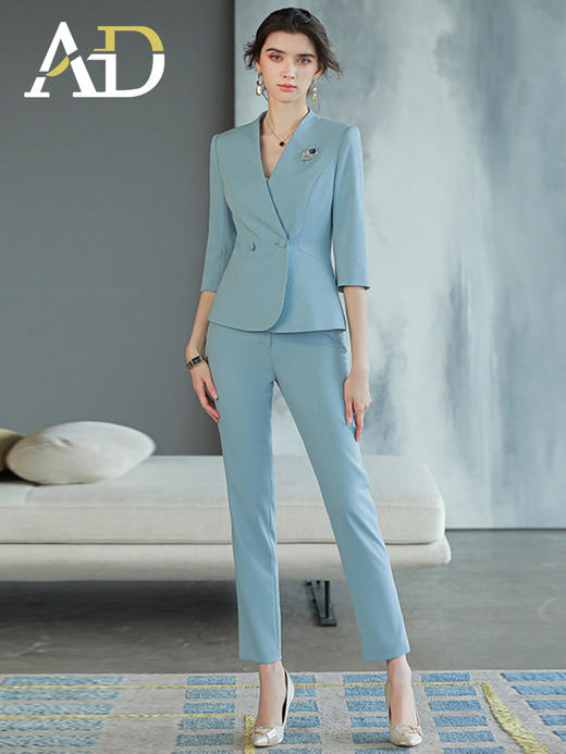 AD西装工作服女职业气质套装高端美容院前台工装商务接待工装套裙 商品图2