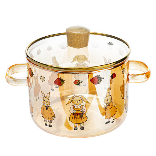 摩登主妇原创复古赫拉兔泡面碗带盖玻璃碗家用颜值耐高温双耳汤碗 商品图3