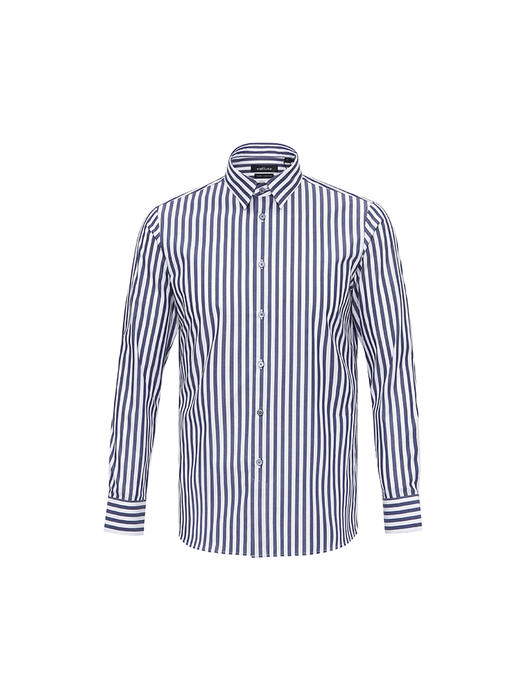 callisto蓝白巴朗斯条纹全棉意式领衬衫  SRSTL082C 商品图3