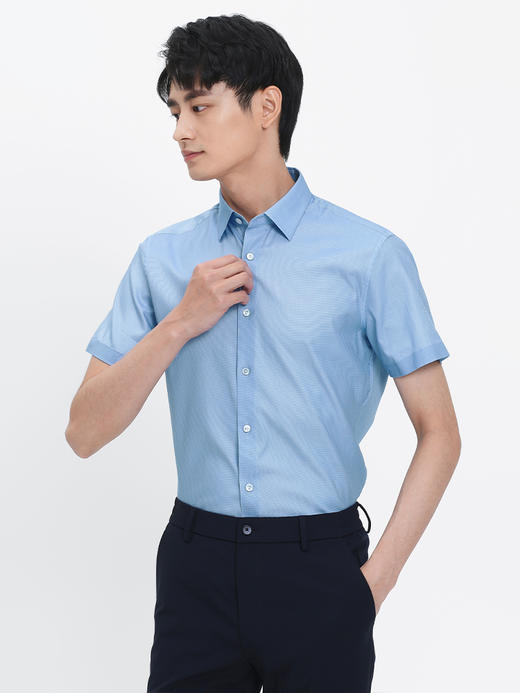 callisto蓝色丝绵混纺意式领衬衫 SRSTS048C 商品图1