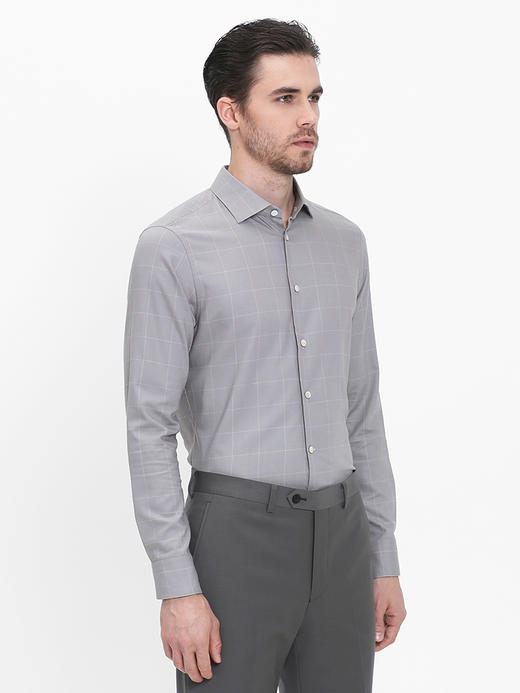 callisto灰白窗型格纹抗皱混纺法式领衬衫  SRSTL056C 商品图1