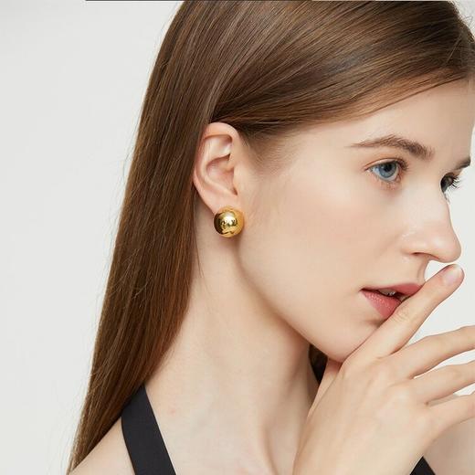 盐岛 至简系列半球耳钉铜厚镀18K（白）金 商品图2