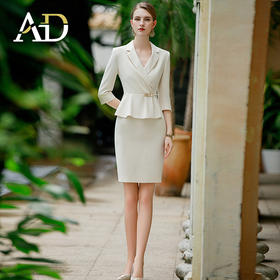 AD职业装气质女神范套装女时尚工作服春夏中袖假两件连衣裙工装裙
