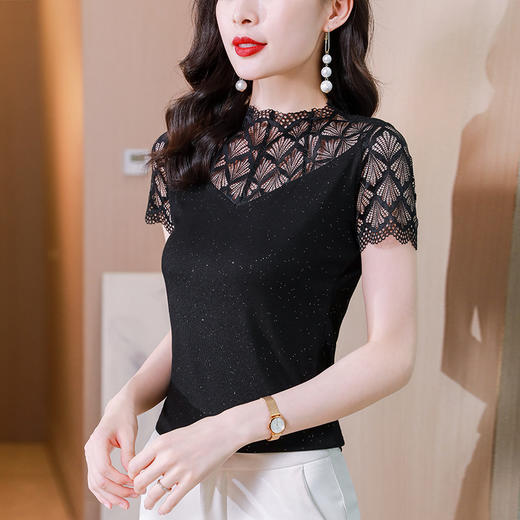 夏季新款，时尚蕾丝小衫套头洋气打底T恤上衣KQL-654T9530 商品图1