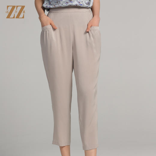 佐尔美夏季新款 时尚桑蚕丝真丝直插袋长裤女E22KS71 商品图3