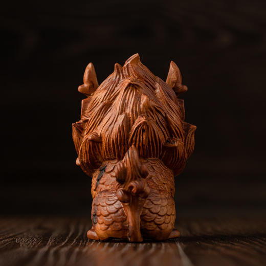 雷击枣木麒麟手把件办公室书房书桌装饰摆设手工雕刻摆件 商品图3