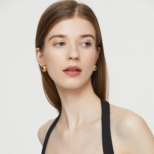 盐岛 至简系列半球耳钉铜厚镀18K（白）金 商品图3