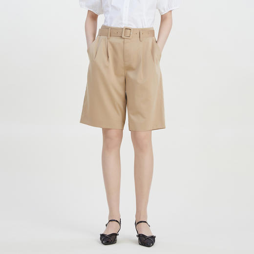 谜底2023夏季新款宽松休闲短裤时尚西裤五分裤配腰带女232MK0507 商品图0