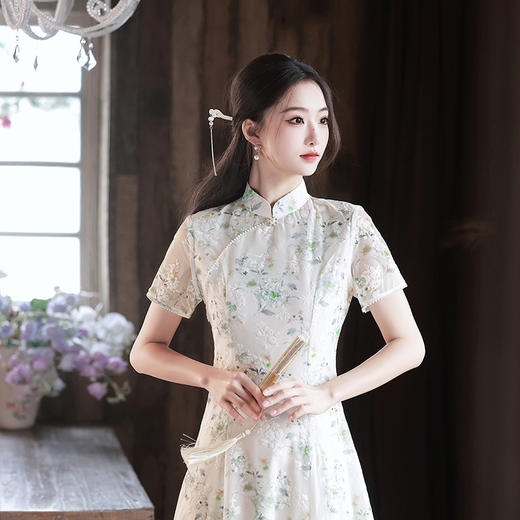 春夏新款，日常出游奥戴A字版大摆裙改良旗袍XL-23130 商品图5